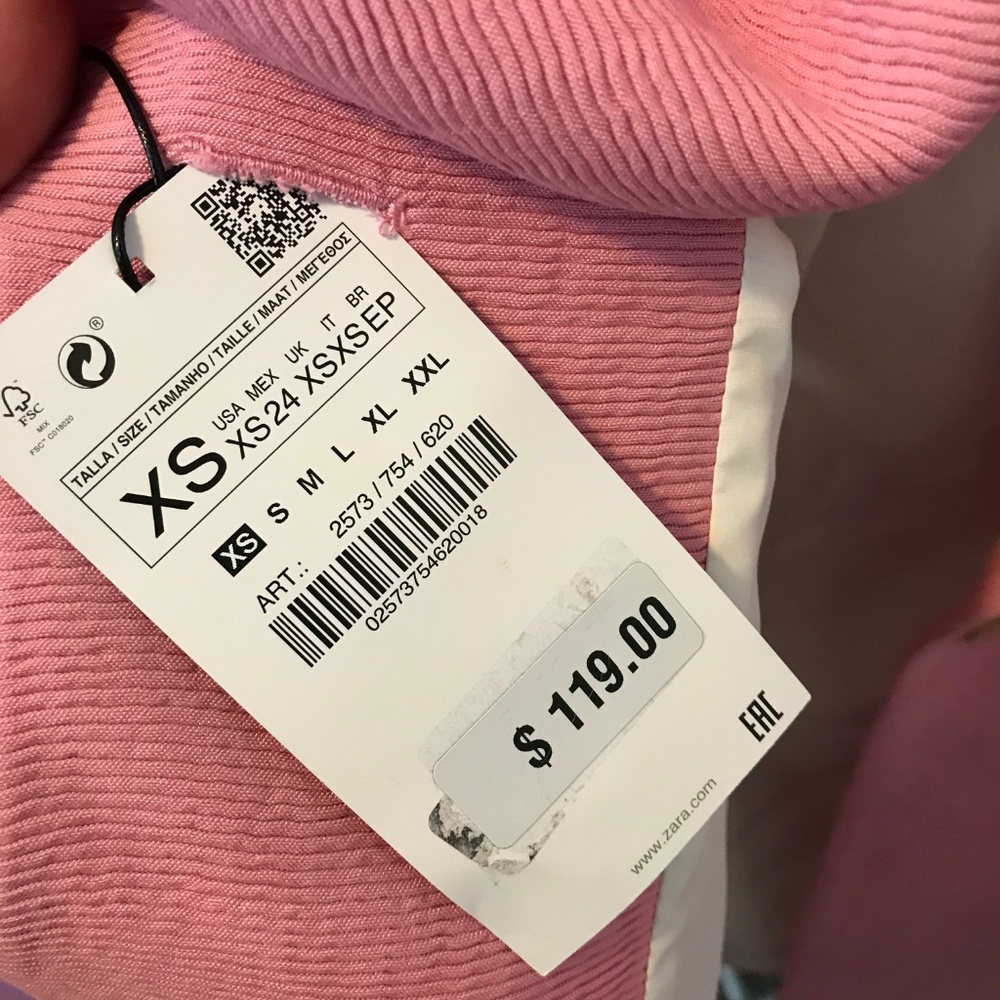 Zara Basic Textured Weave Coat Jacket Pink Size XS - Picture 3 of 7